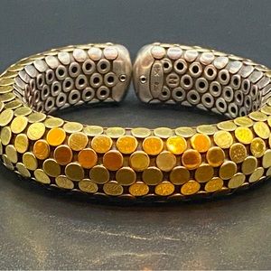 John Hardy 18k Gold 925 Silver Dots Design Bracelet Cuff 15mm High Quality